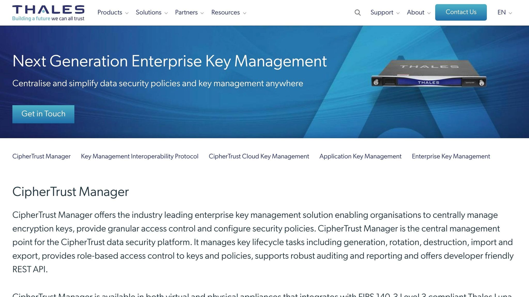 Thales CipherTrust Manager